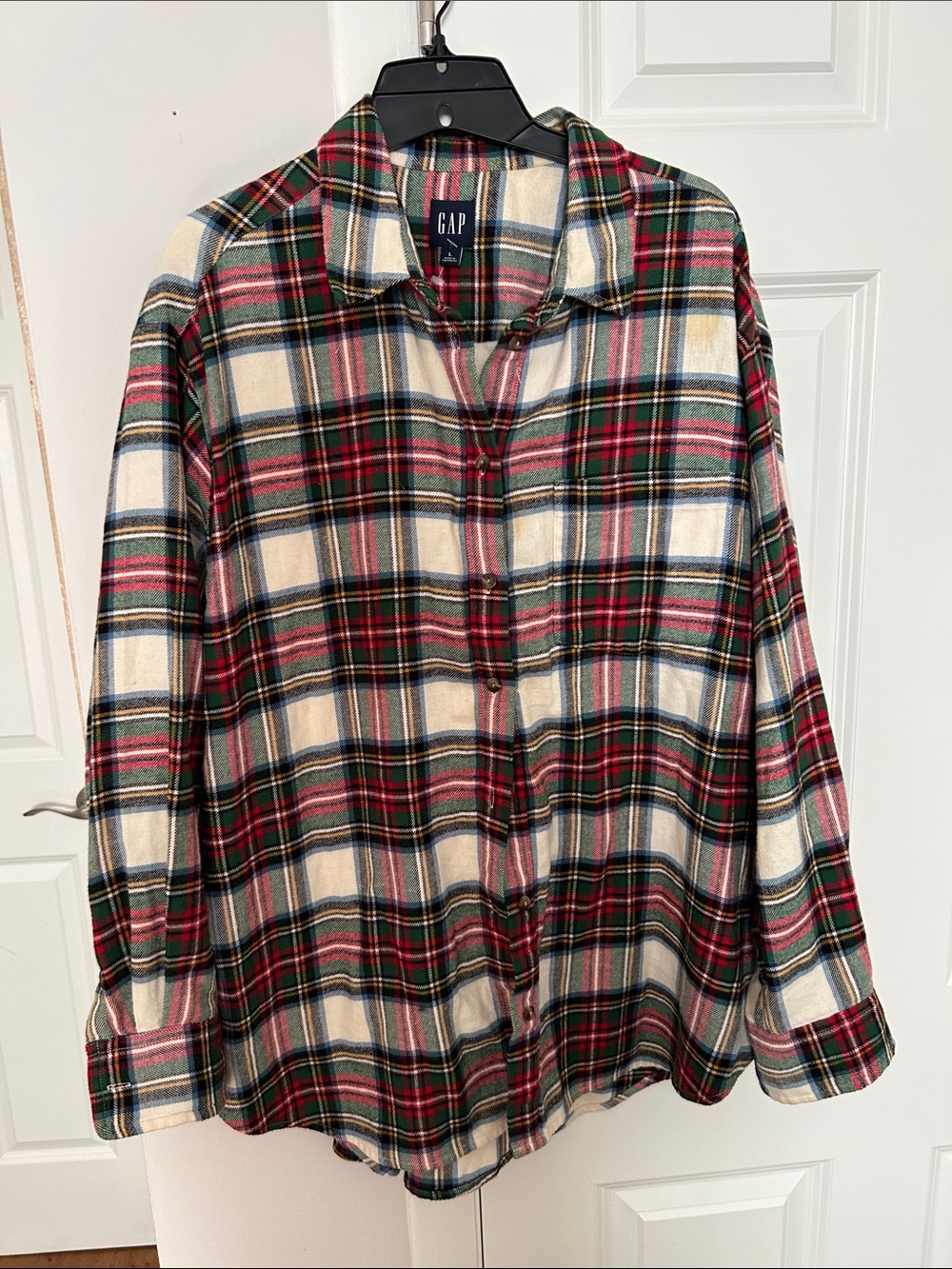 GAP Cream, Red & Green Plaid Button-Down Shirt